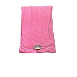 Baby Starters Pink Sock Monkey Baby Blanket Plush Soft Face 3D Ears Bow 30x40 In